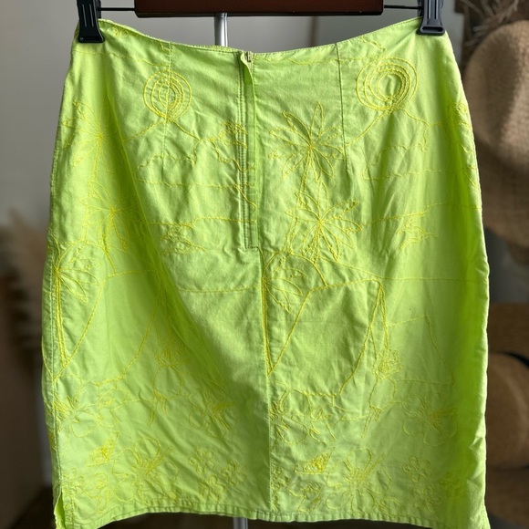 Vintage Roxy Lime Green Embroidered Skirt - Picture 3 of 6